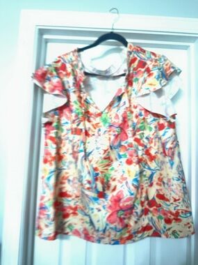 SHEIN Multicolor Floral Cold-Shoulder Blouse